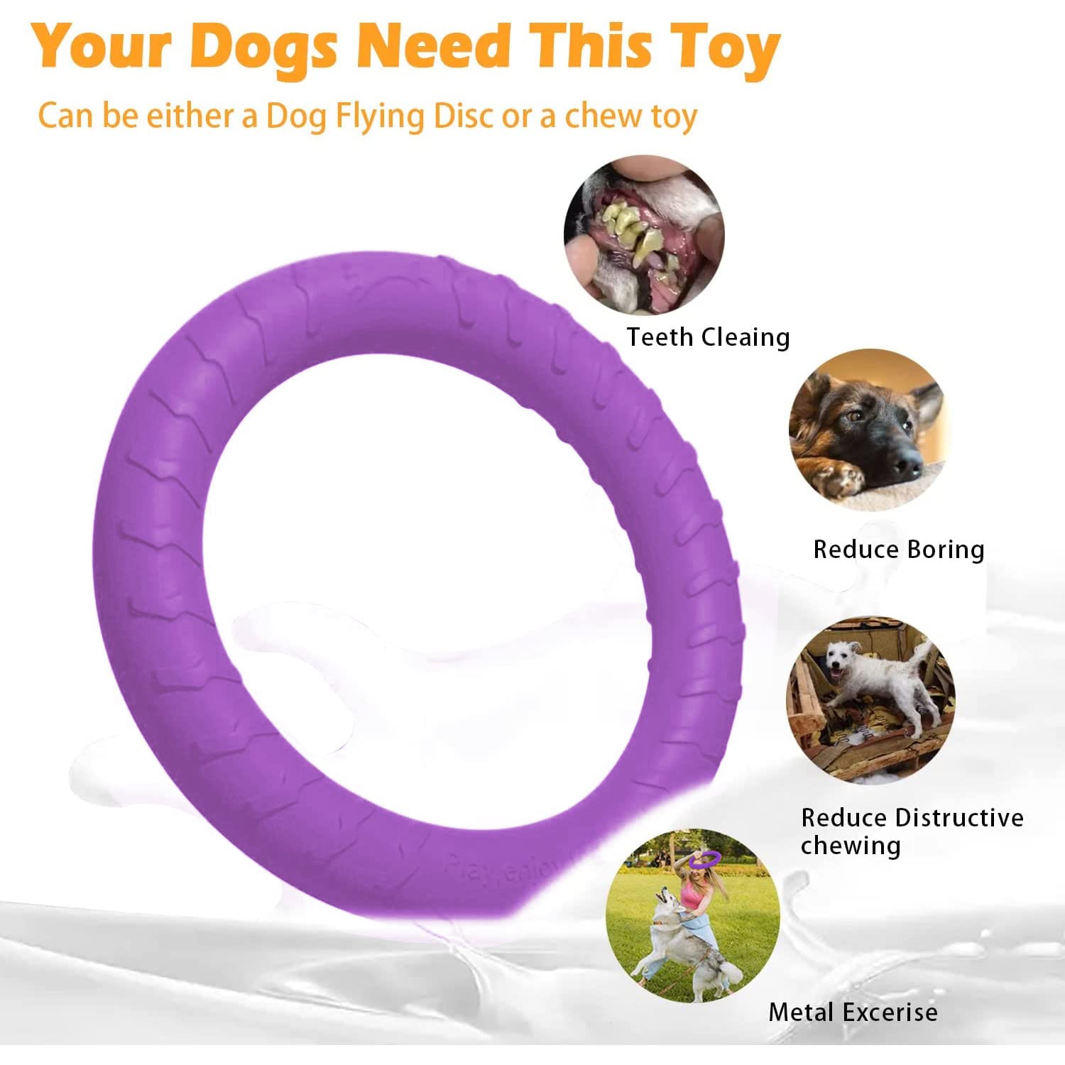 Dog Indestructible Durable Floating Flying Disc Dog Ring Chew Toys For Pool Swimming,Throwing,Catching,Grabbing Pitch Toss Outdo