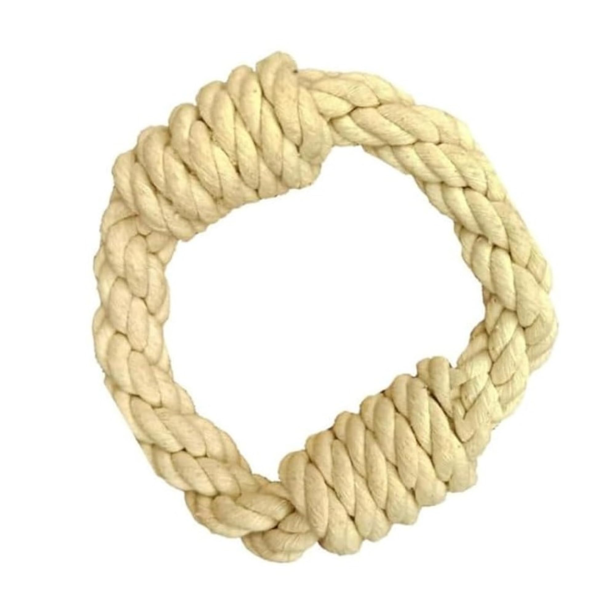 Bohobark HeavyDuty Cotton Rope Ring Dog Chew Toy  Durable Interactive Tug & Toss Toy, Handle Toy For All Dog Breeds  Natural 