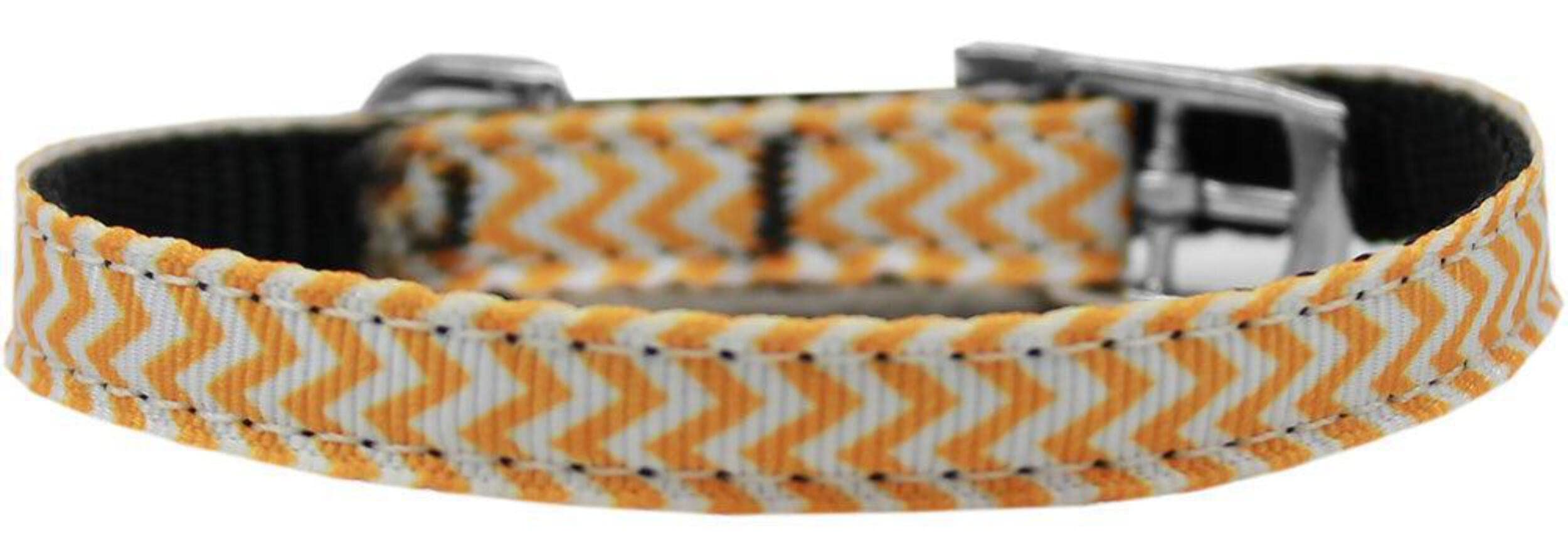 Mirage Pet Products Chevrons Nylon Dog Collar with Classic Buckle, Size 10, Black