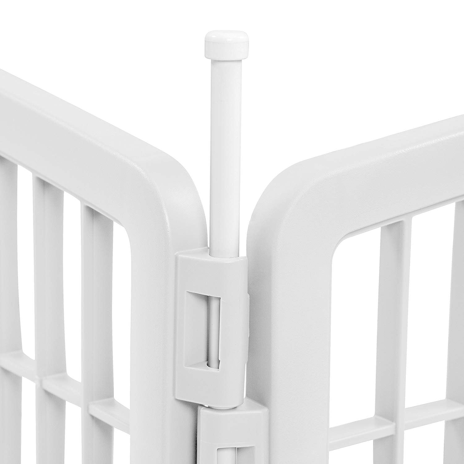 IRIS USA Dog Playpen, 4-Panel 24 Pet Playpen, Puppy Playpen, Indoor/Outdoor Dog Pen, 35 x 35 x 24, Foldable, Customizable, White