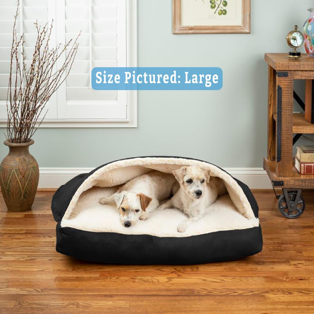 Snoozer Pet Products Luxury Rectangle Cozy Cave Dog Bed With Microsuede, Medium, Black