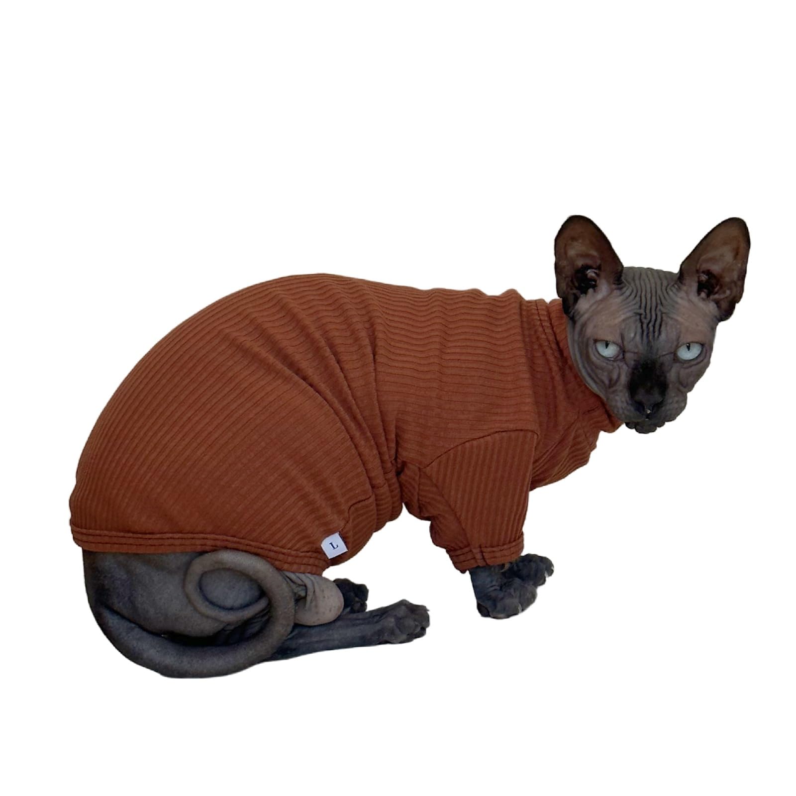 Kitipcoo Sphynx Hairless Cats Shirt Cotton Cat Turtleneck Sweater Pullover Kitten T-Shirts With Sleeves Cat Pajamas Jumpsuit For