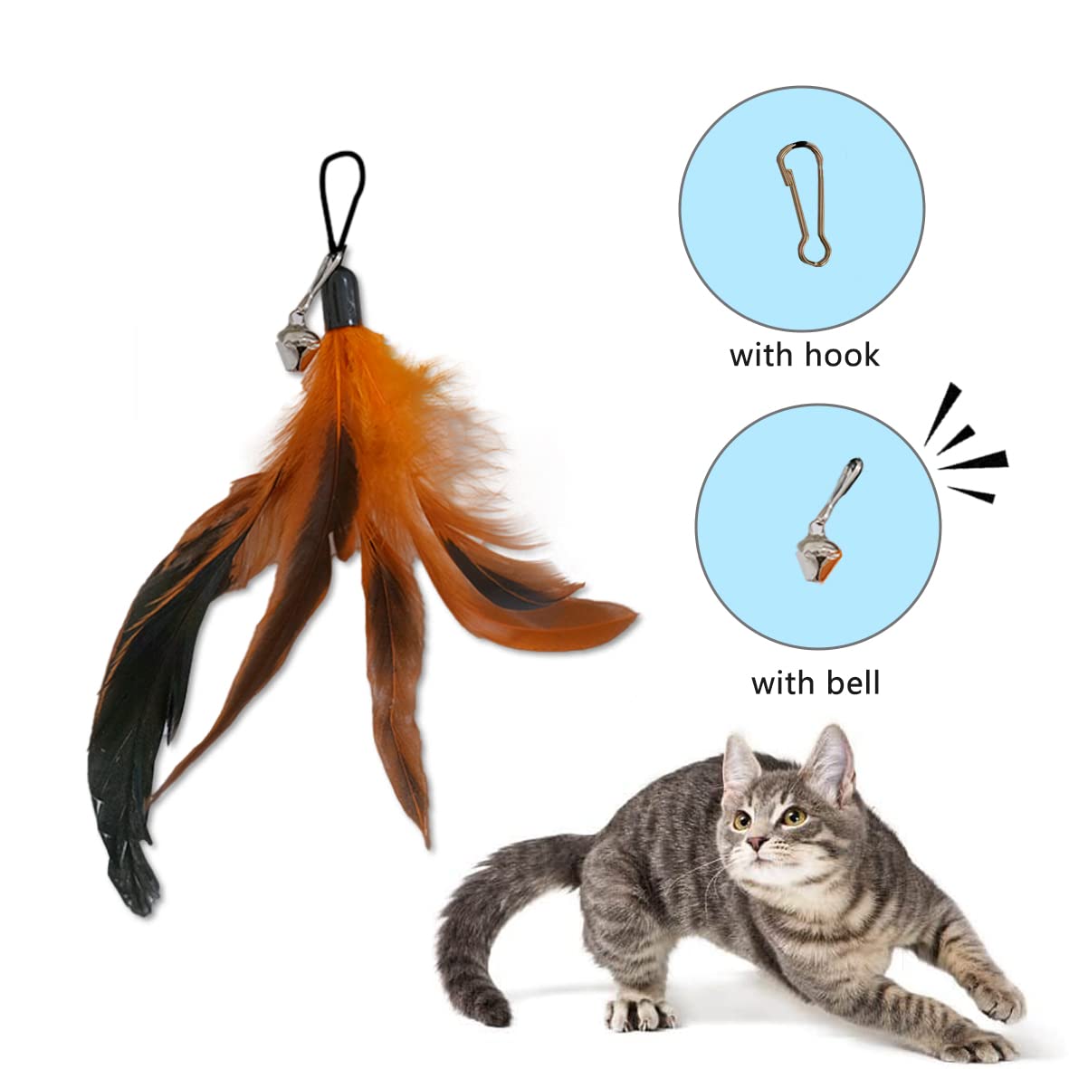 Logfaadcoi 10-Pack Of Vibrant Feathered Cat Toy Refills: Perfect Wand Attachments For Indoor Cats, Enhance Your Pet'S Playtime W