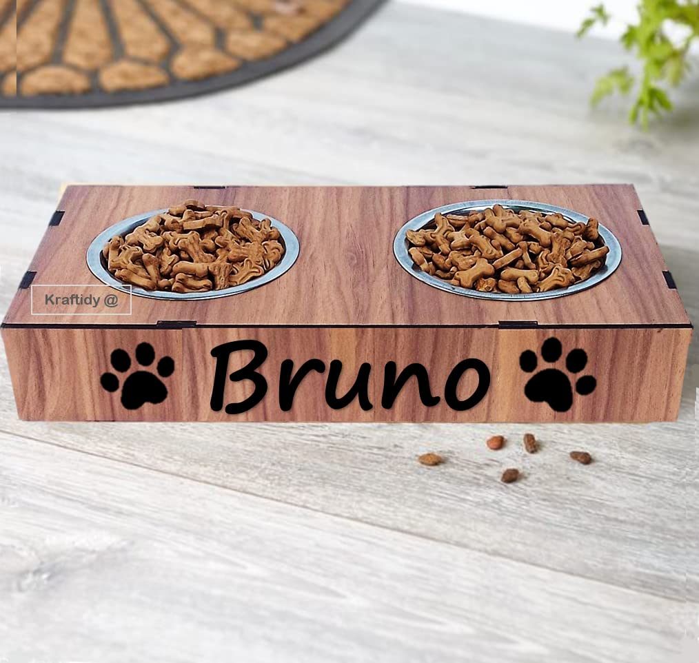 Kraftidy Dog And Cat Feeding Bowls With Name Customized For Small Puppy, Cats And Medium Or Large Adult Big Size Dogs Food Eatin