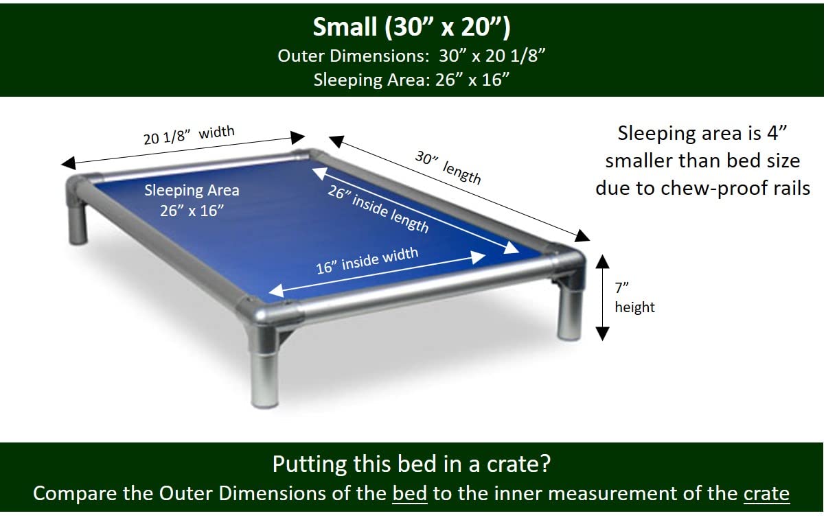 Kuranda Chewproof Crate Bed - Silver Aluminum - 30'' x 20'' - Vinyl - Royal