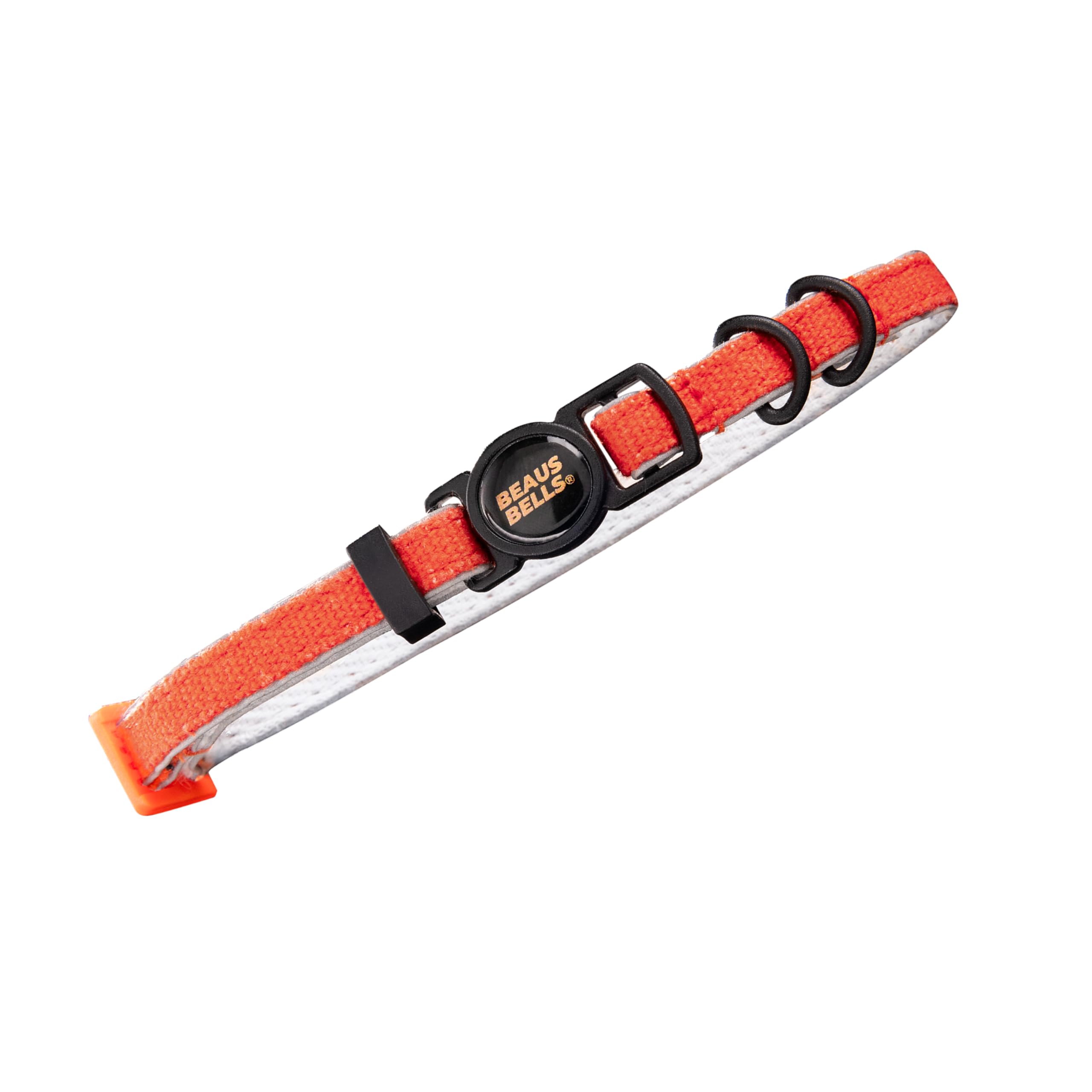 Beaus Bells - Recycled Cotton Cat Collar | Reflective, Anti-Fray, Water-Repellent, Breakaway Buckle (Coral, Collar)