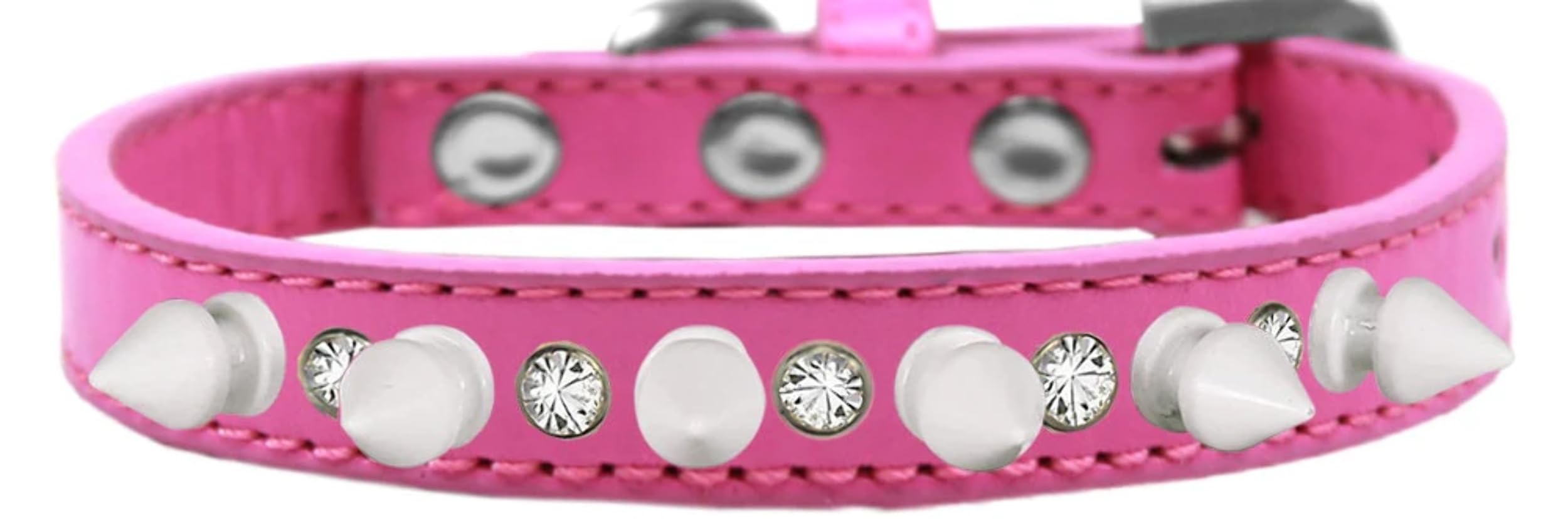 Pet and Dog Spike Collar, Clear Crystals & White Spikes? Lavender 14