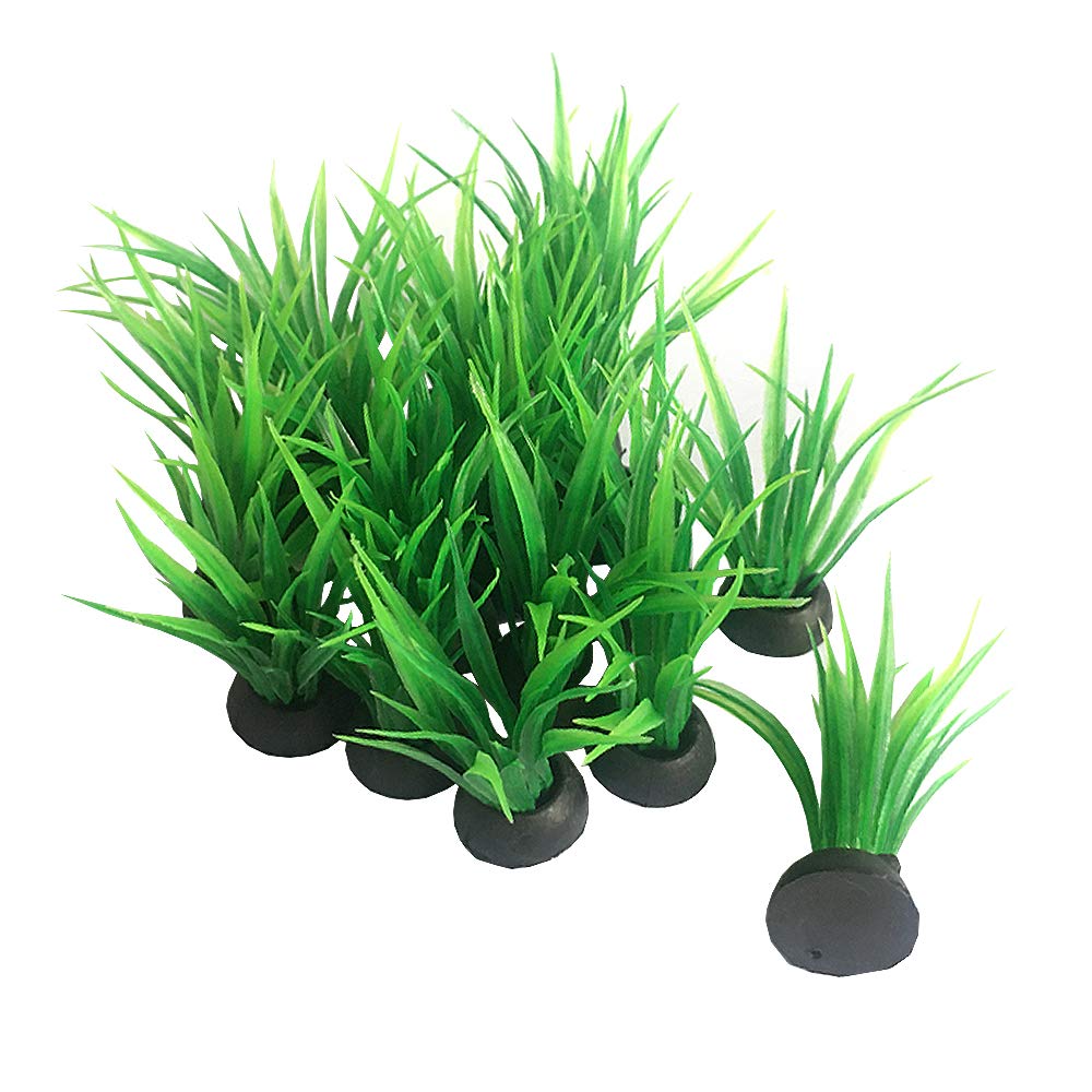 Smoothedo-Pets Aquarium Plants Fish Tank Decorations 20Pcs Small Size/1Inch Tall Plastic Artificial Plant Goldfish Waterscape Fish Hides Mini Grass Set (Green-B)