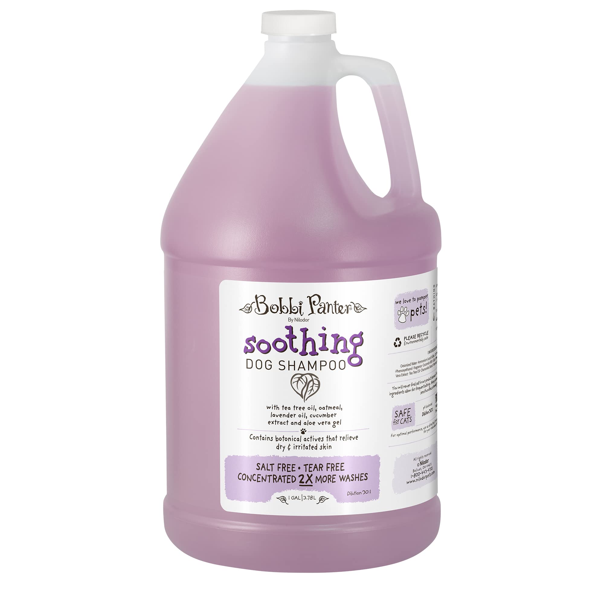 Bobbi Panter Soothing Dog Shampoo, Lavender Scent, 1 Gallon - Heals & Soothes Irritated Skin, 30:1 Concentrated Formula