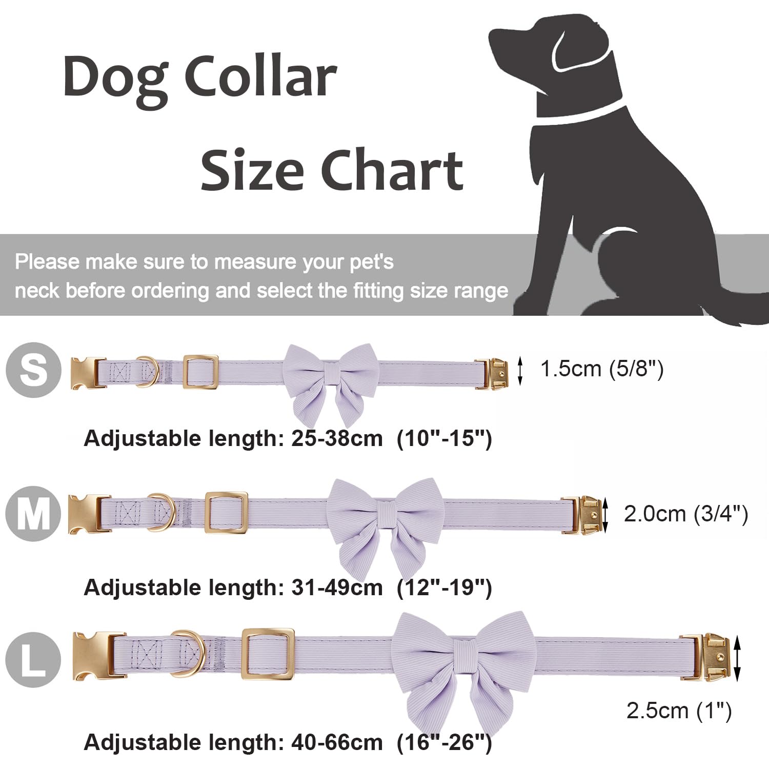 Ewinoom Bowtie Dog Collar Adjustable Soft Collars With Detachable Bow Tie And Metal Buckle For Small Medium Large Dogs,Lilac,Sma