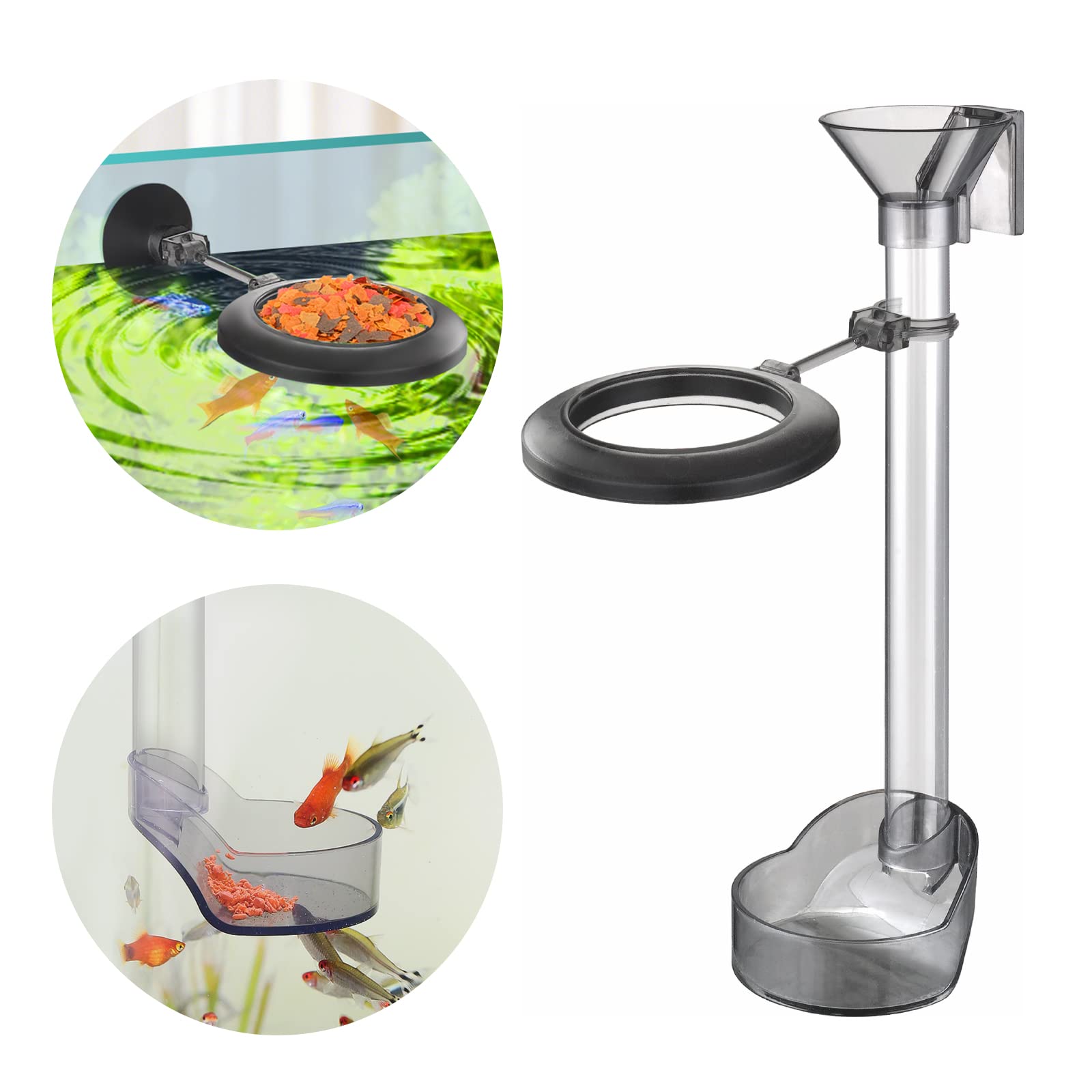 UPETTOOLS Shrimp Feeding Dish Set, Aquarium Fish Feeder Tube Kit Clear Durable Shrimp Feeding Tube with Feeding Ring, Cleaning B