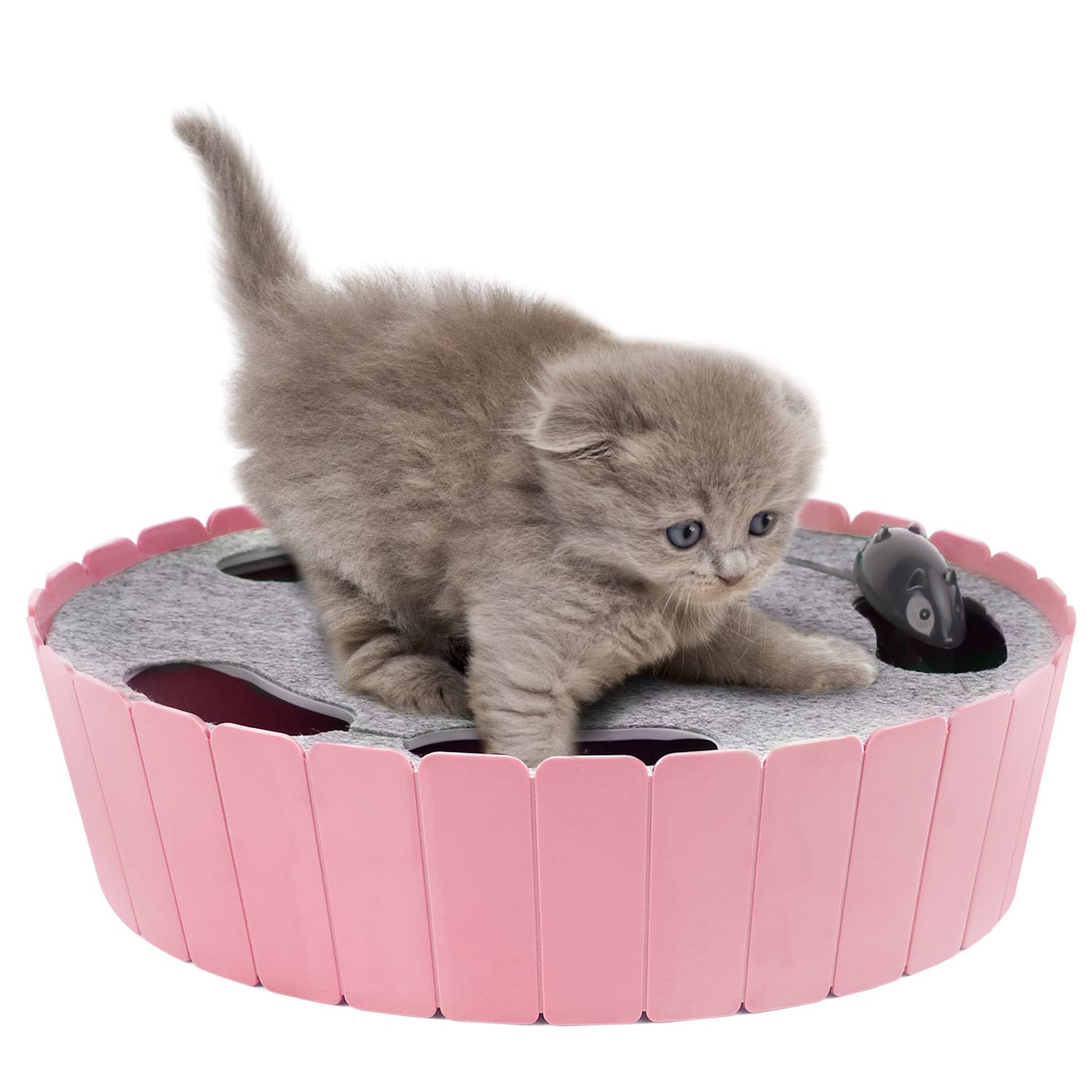 Pawaboo Interactive Toy With Running Mouse, Electronic Motion Cat Toy Automatic Teaser, Pop And Play Hide Seek Cat Toys Hunting 
