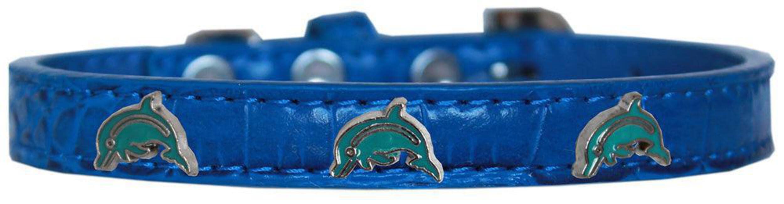 Dog, Puppy & Pet Designer Croc Widget Collar, "Dolphins" Copper 20