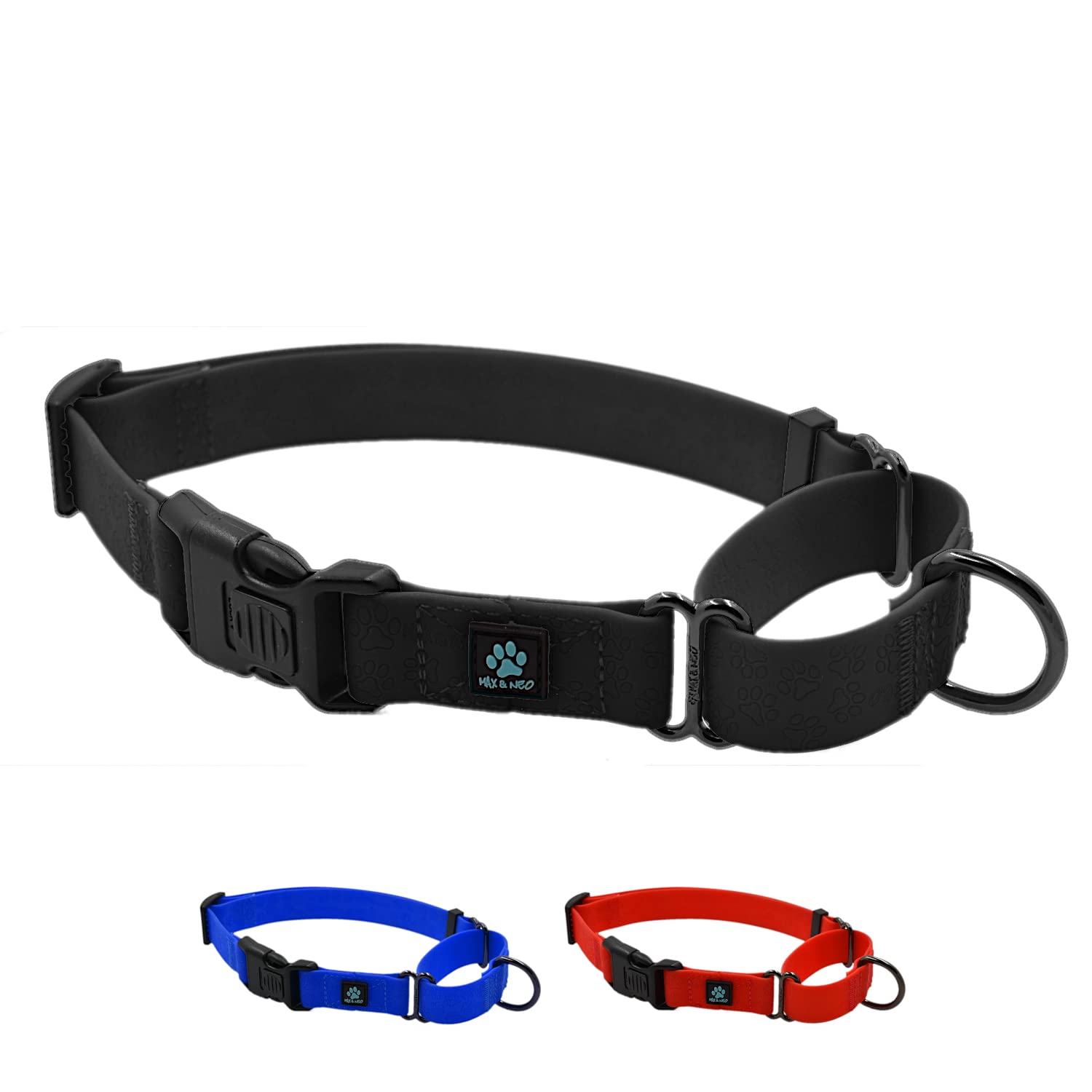 Max And Neo Waterproof Martingale Dog Collar - We Donate A Collar To A Dog Rescue For Every Collar Sold (Large, Blue)