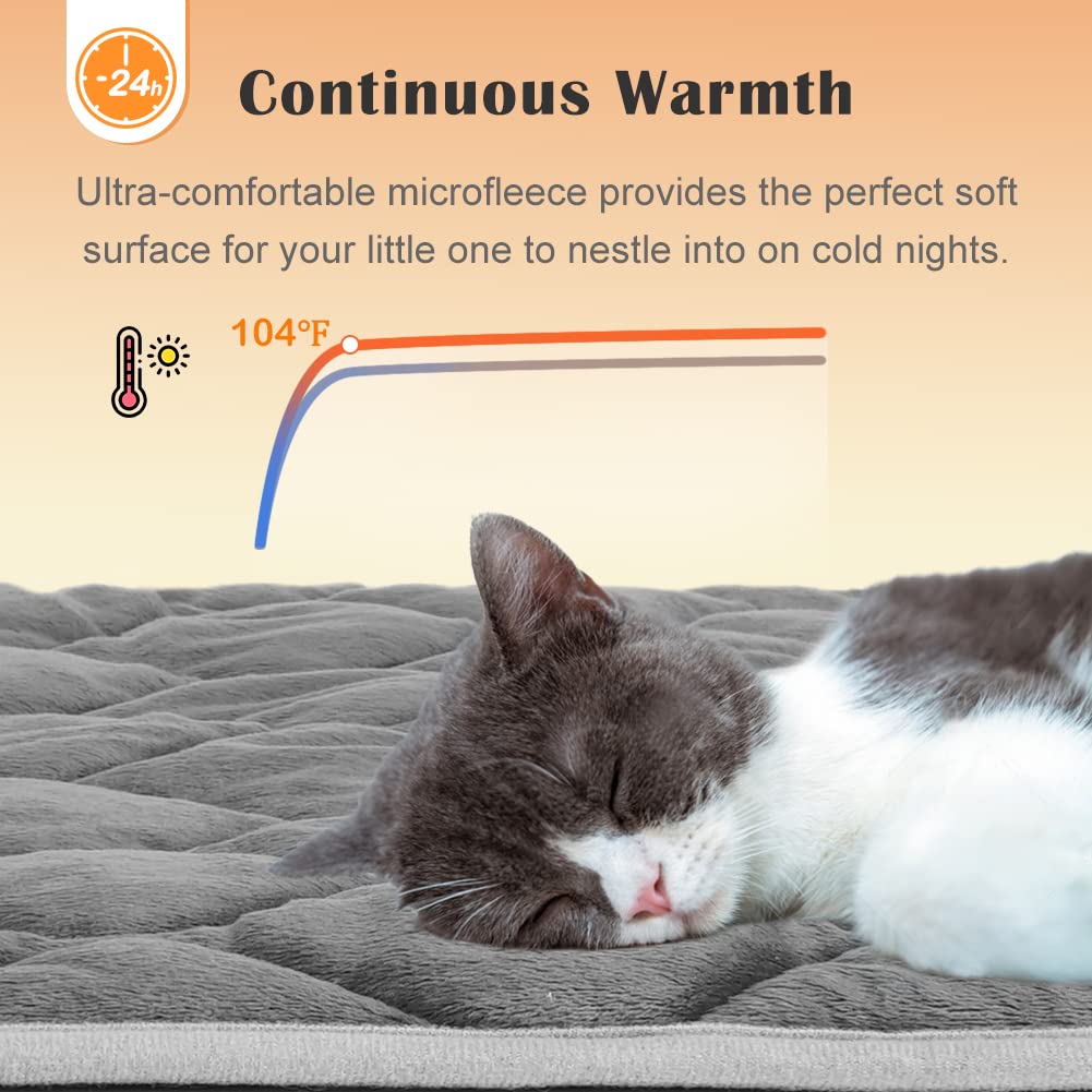 ULIGOTA Self Warming Cat Bed Self Heating Cat Mat Thermal Pet Bed Mat Self-Warming Dog Crate Pad