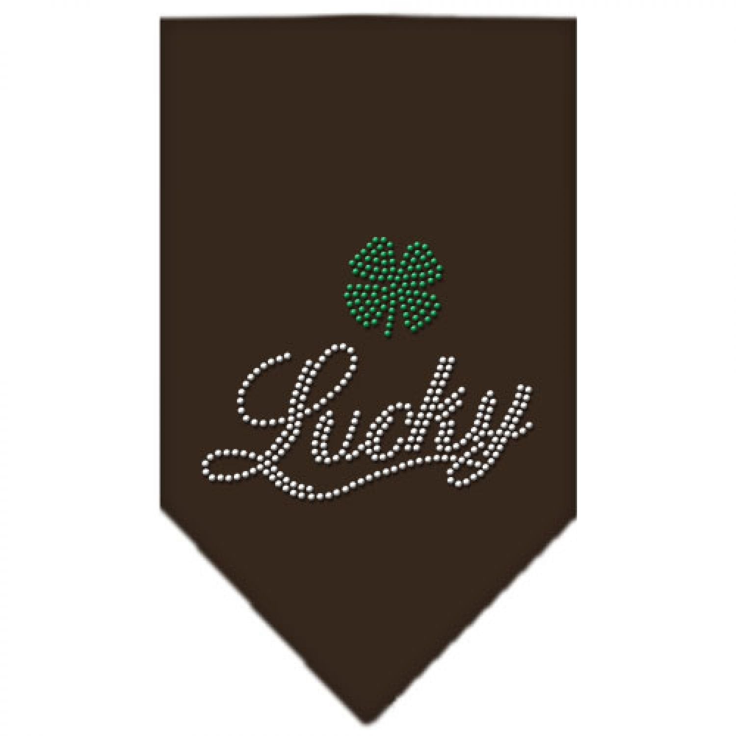 Pet and Dog Bandana Rhinestone, "Lucky Script" Cocoa Small