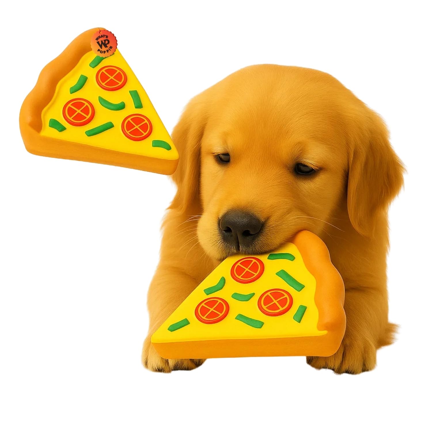 WhatS Poppin Pizza Slice Squeaky Toy For Dogs | Fun FoodThemed Pet Chew Toy With BuiltIn Squeaker | Soft, Durable Rubber For 