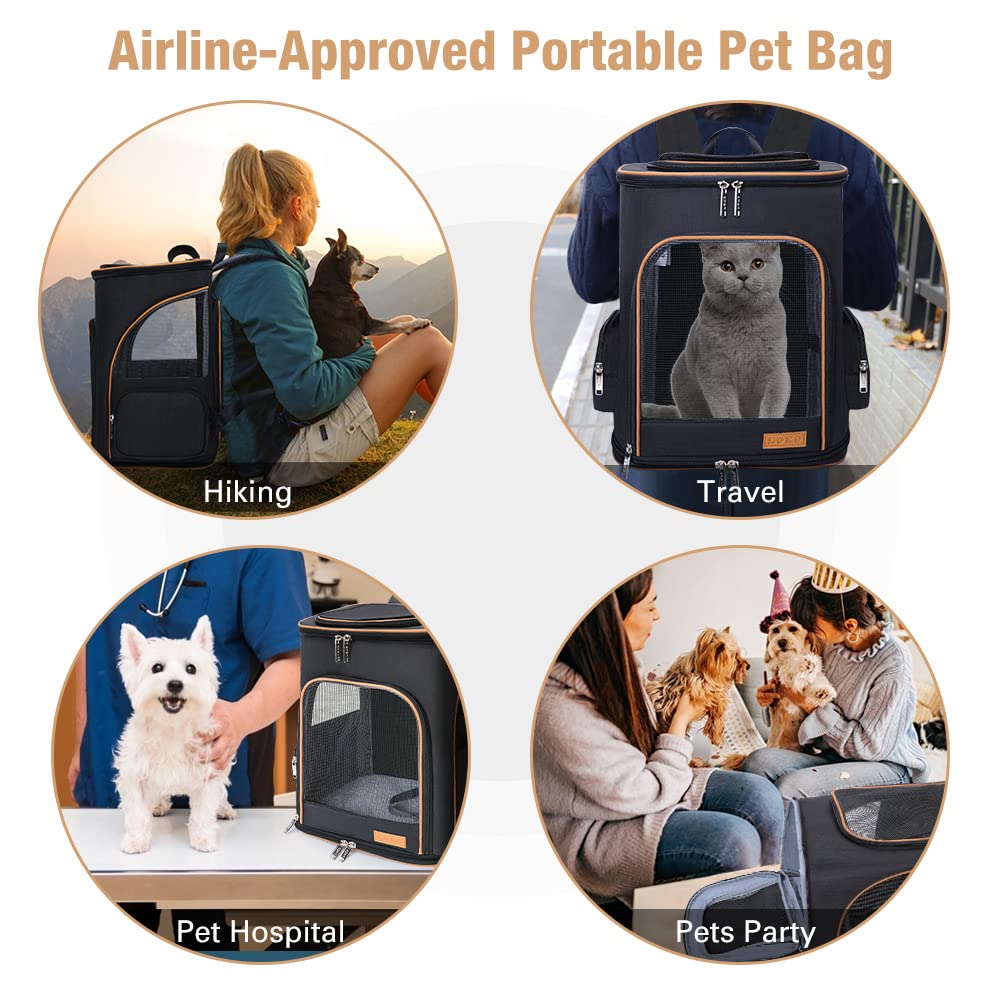 Lekereise Large Cat Backpack Carrier Expandable Pet Carrier Backpack For Small Dogs Medium Cats Fit Up To 18 Lbs, Foldable Puppy