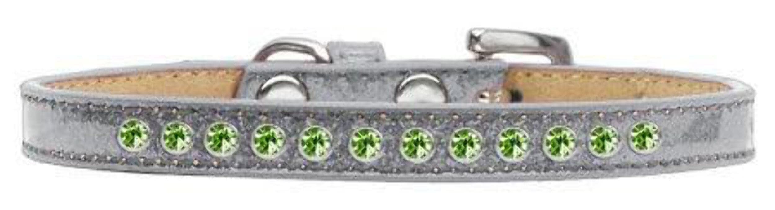Dog, Puppy and Pet Ice Cream Collar, Lime Green Crystal Rimsets Silver 14