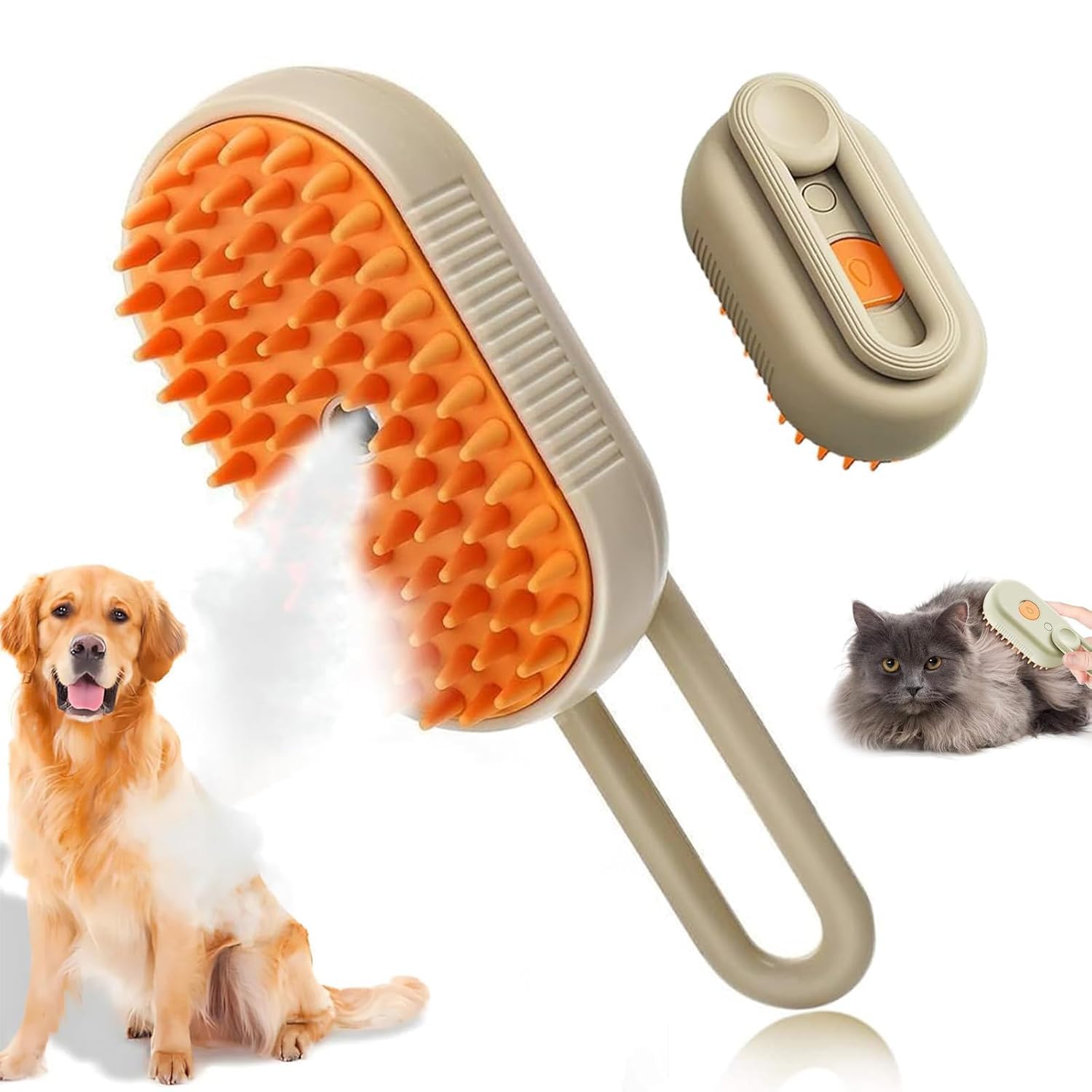 Bravik Pet Hair Brush For Dogs & Cats 3 In1 Water Steam Brush Silicone Hair Comb, Multifunctional Water Brush Spa For Dogs Steam