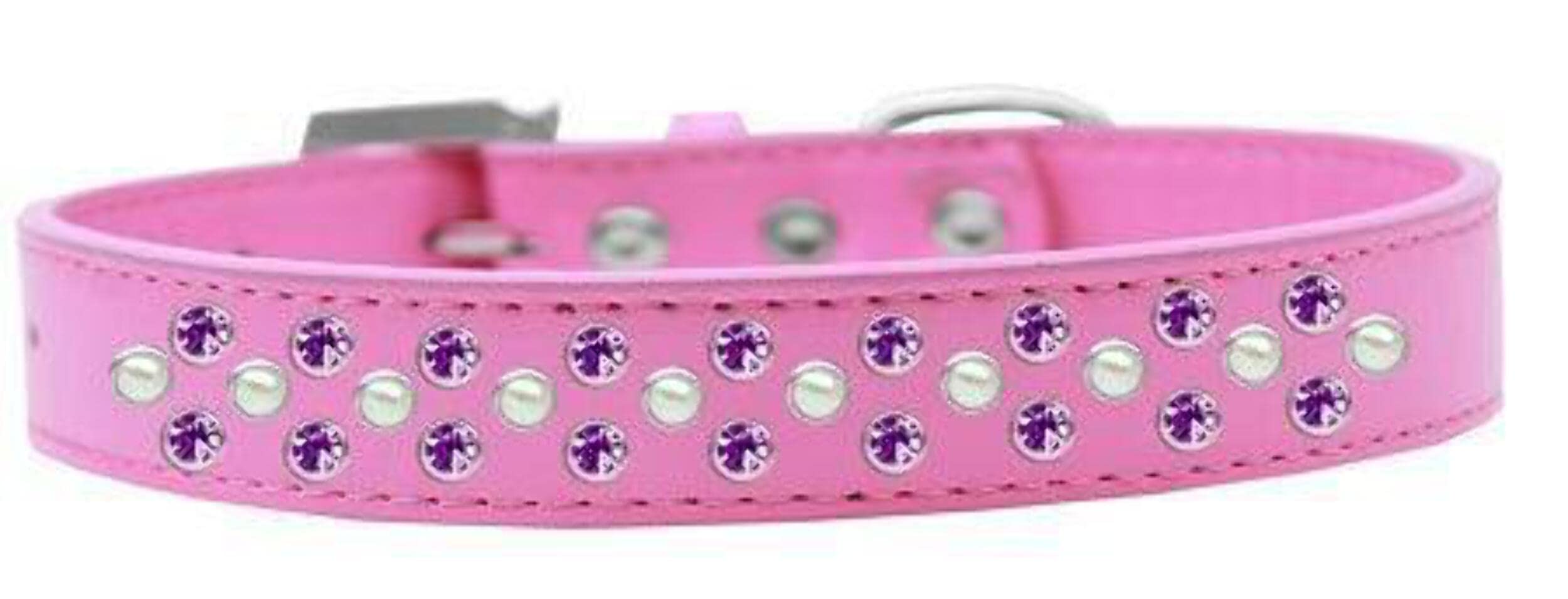 Dog, Puppy & Pet Fashion Collar, Pearl and Purple Crystal Rimsets Sprinkles Red 18