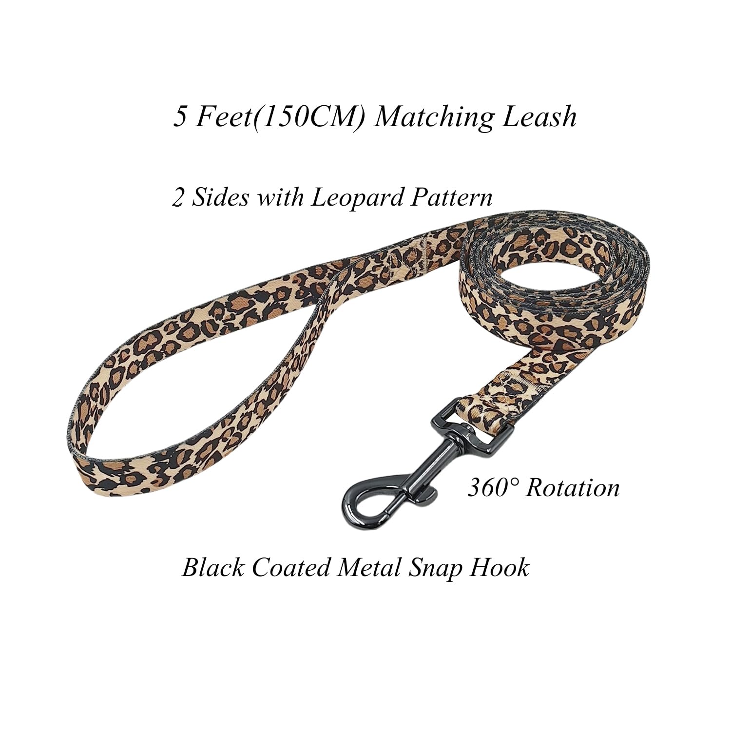 Olahibi Dog Collar Leash Set, Leopard Pattern, 5Ft Matching Leash, Polyester Material, 4 For Small Medium Large Dogs.(S, Brown L