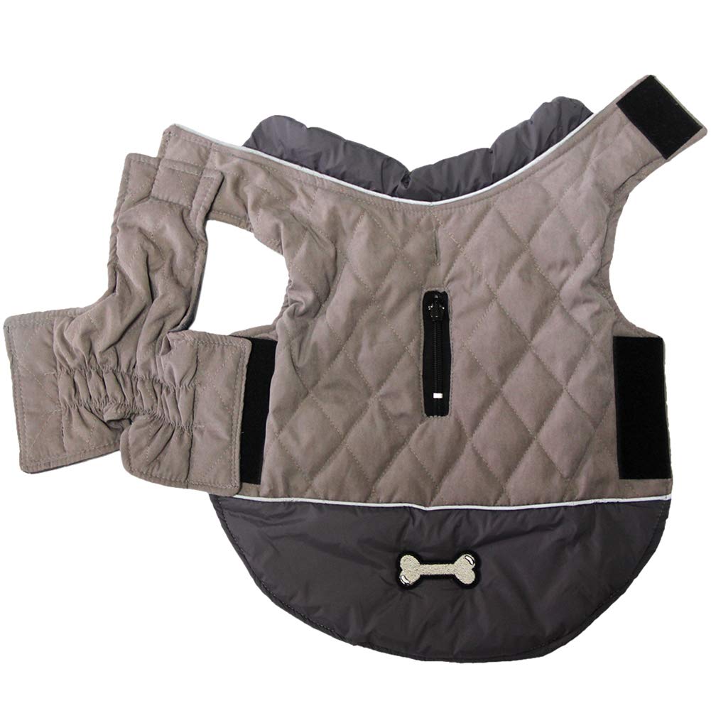Vecomfy Reversible Dog Coats For Small Dogs Waterproof Warm Puppy Jacket For Cold Winter,Grey Xs