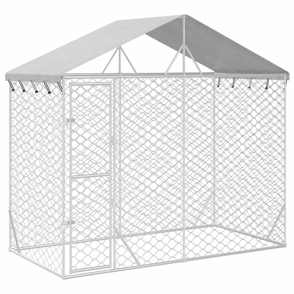 vidaXL Outdoor Dog Kennel with Roof Silver 9.8x4.9x8.2 Galvanized Steel