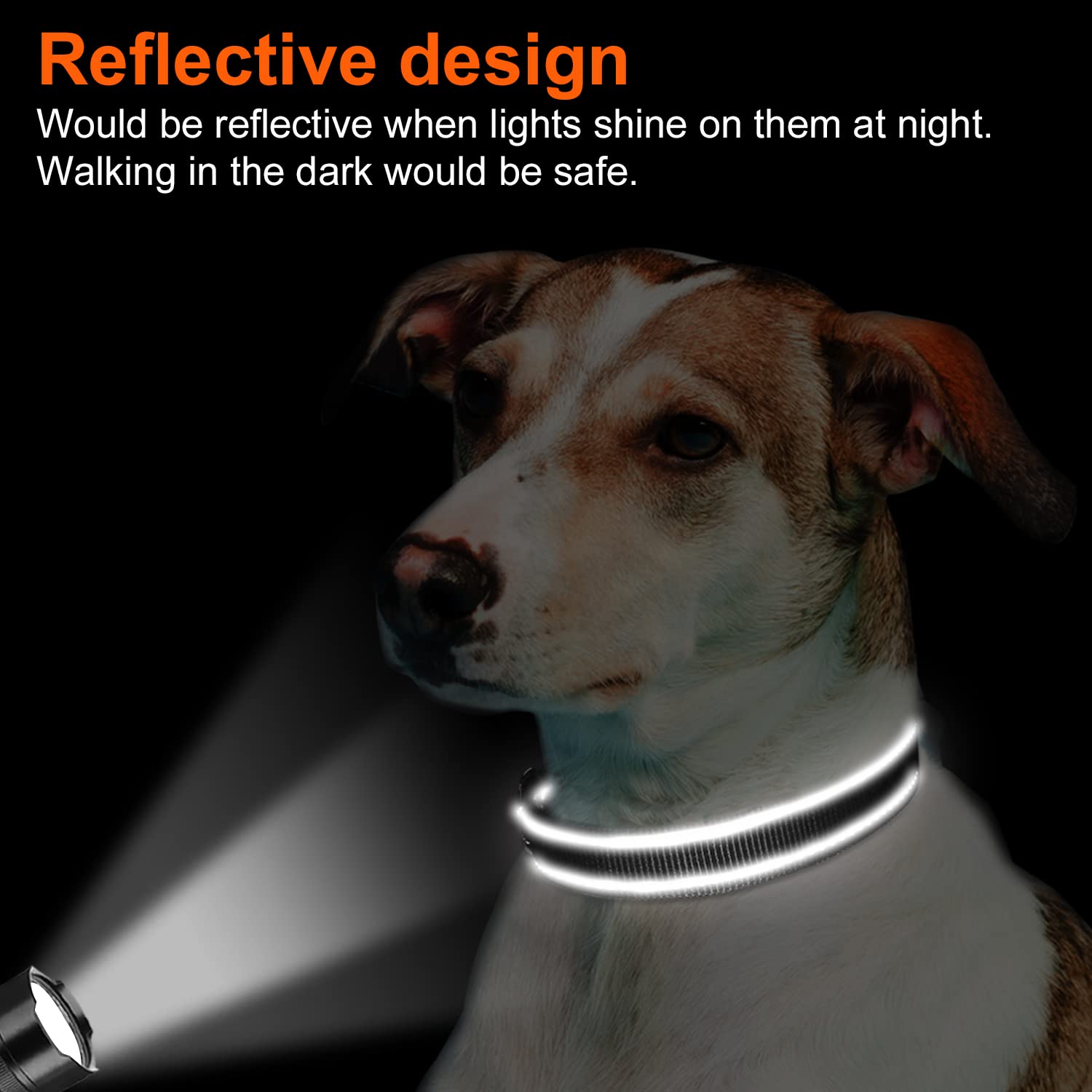 Joytale Reflective Dog Collar,Soft Neoprene Padded Breathable Nylon Pet Collar Adjustable For Medium Dogs,Black,M