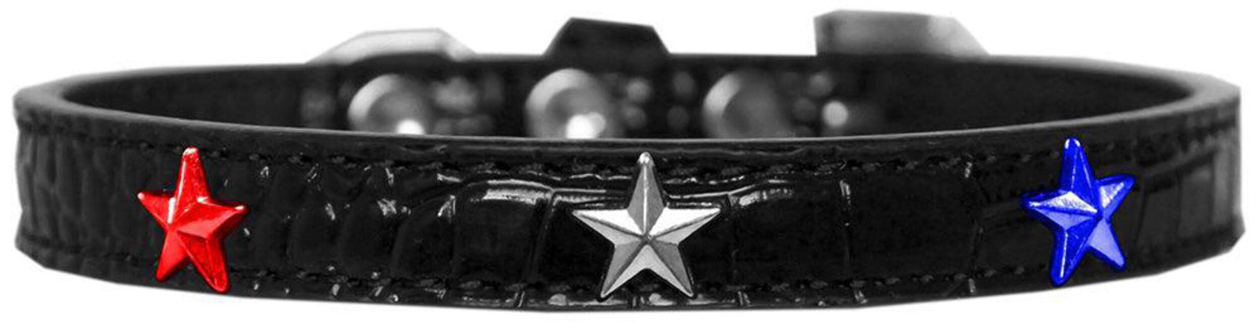 Dog, Puppy and Pet Designer Croc Widget Collar, "Red, White & Blue Stars" Red 20