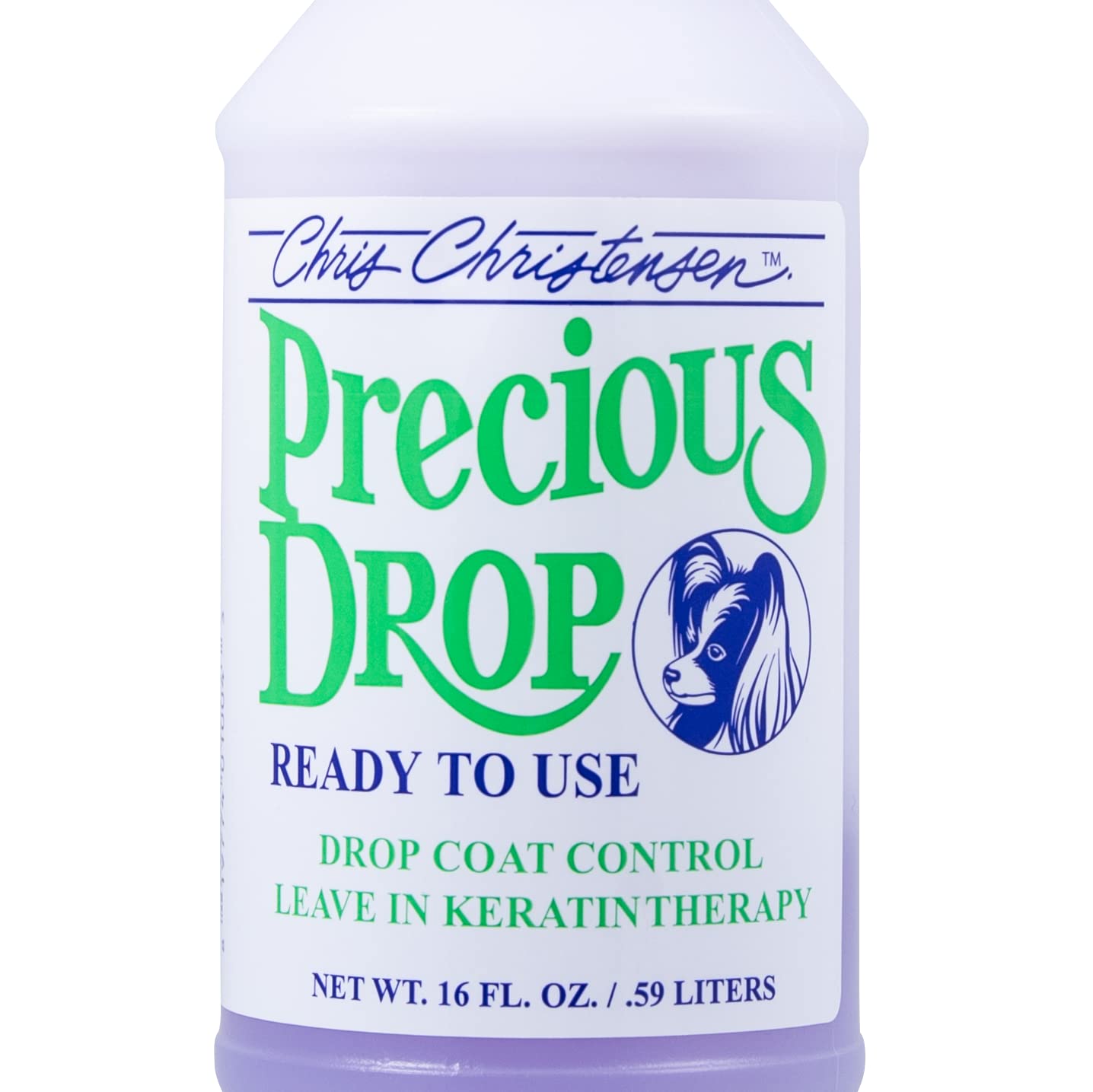 Chris Christensen Precious Drop Ready To Use Conditioner, Dog Conditioner, Groom Like A Professional, Reduces Frizz & Matting, Eliminates Breakage, All Coat Types, Made In Usa, 16 Oz