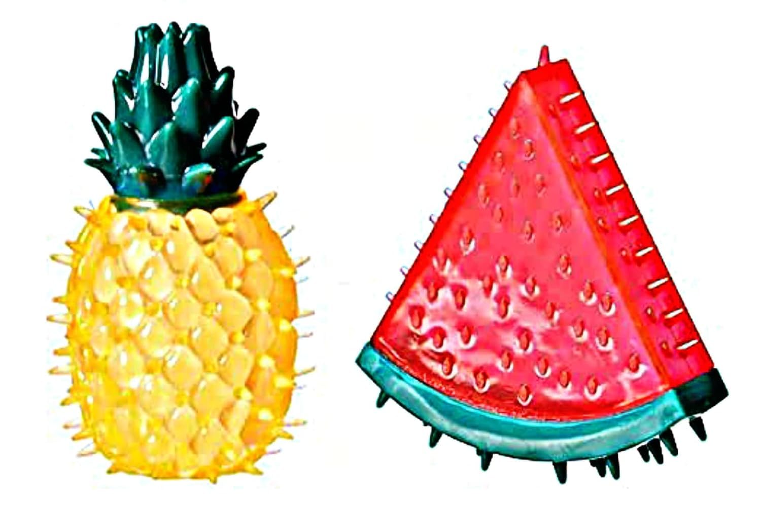 Roverpets Incretive FruitShaped Funny Chew Squeaky Toys For Small Breed Dogs & Puppies  Realistic, Colorful Teething Toy Set, 