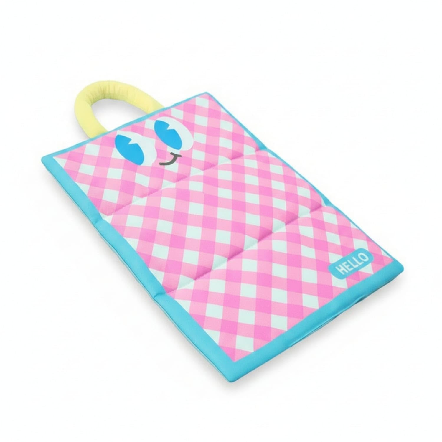 Checkered Waterproof Pet Mat Rounded Edges Quilted Pet Mat, Pink Blue Plaid, 38x46cm