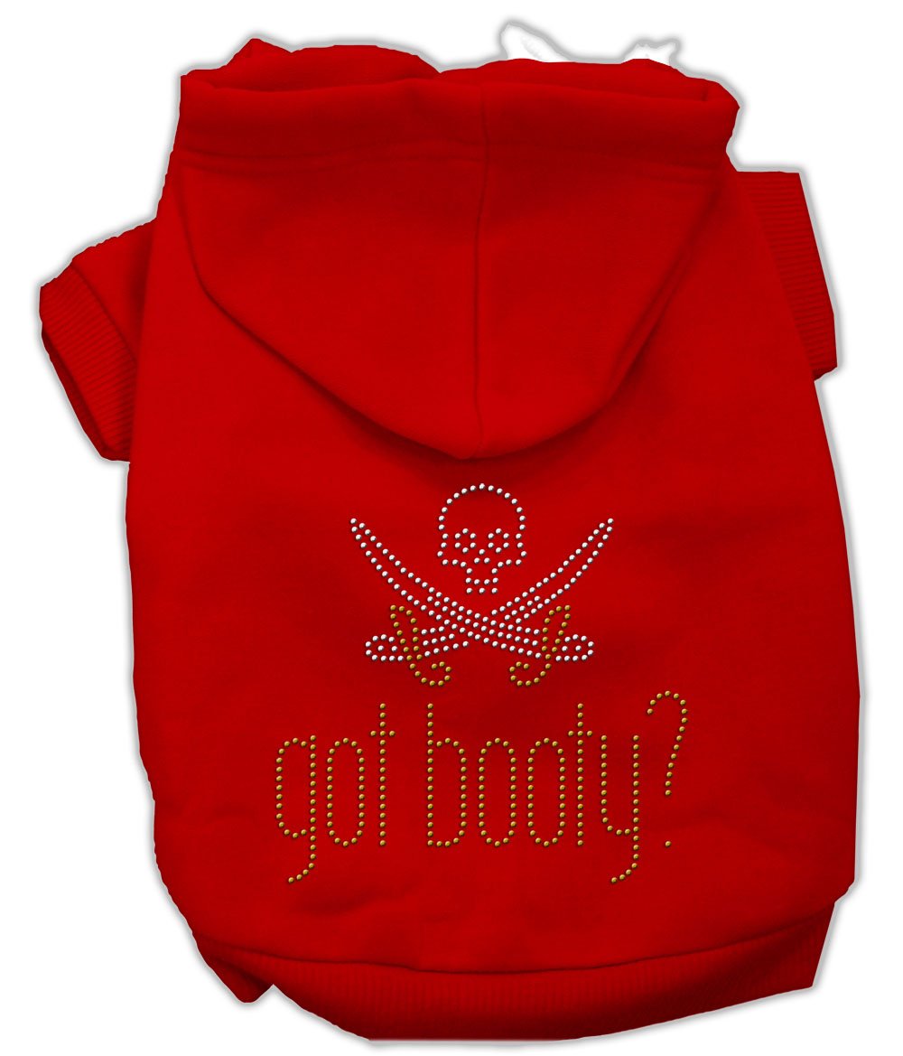 Pet, Dog & Cat Hoodie Rhinestone, "Got Booty?" Red MD (6-10 lbs.)