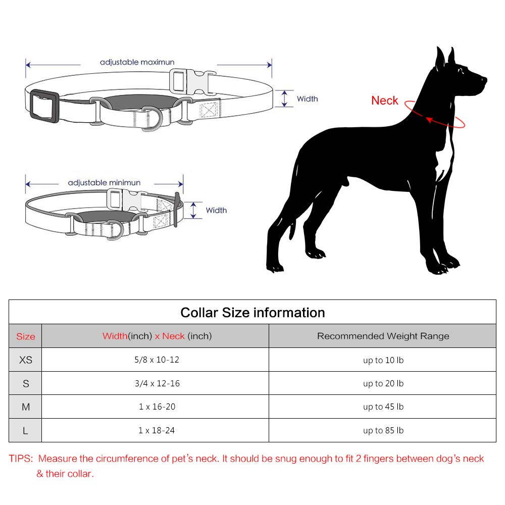 Plutus Pet Reflective Martingale Collar With Quick Snap Buckle,No Pull Dog Choker Collar For Small Medium Large Dogs,S,Black