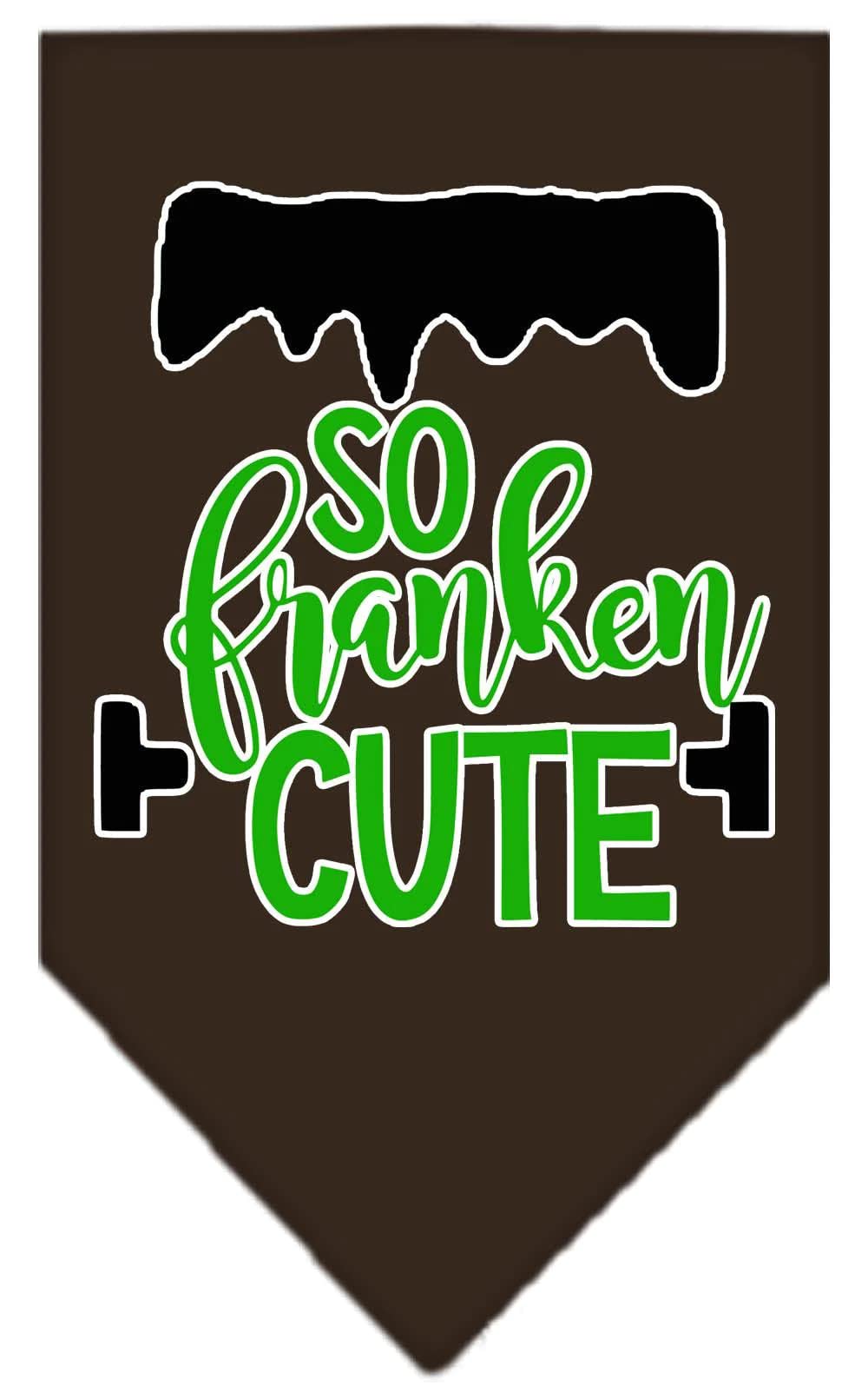 Halloween Pet and Dog Bandana Screen Printed, "So Franken Cute" Turquoise Large