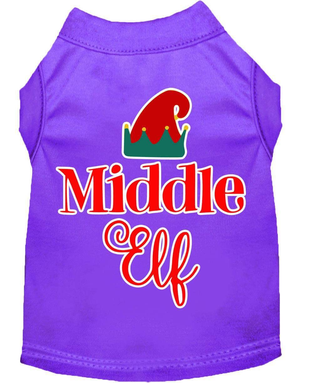 Christmas Pet Dog & Cat Shirt Screen Printed, "Middle Elf" Blue SM (3-6 lbs.)
