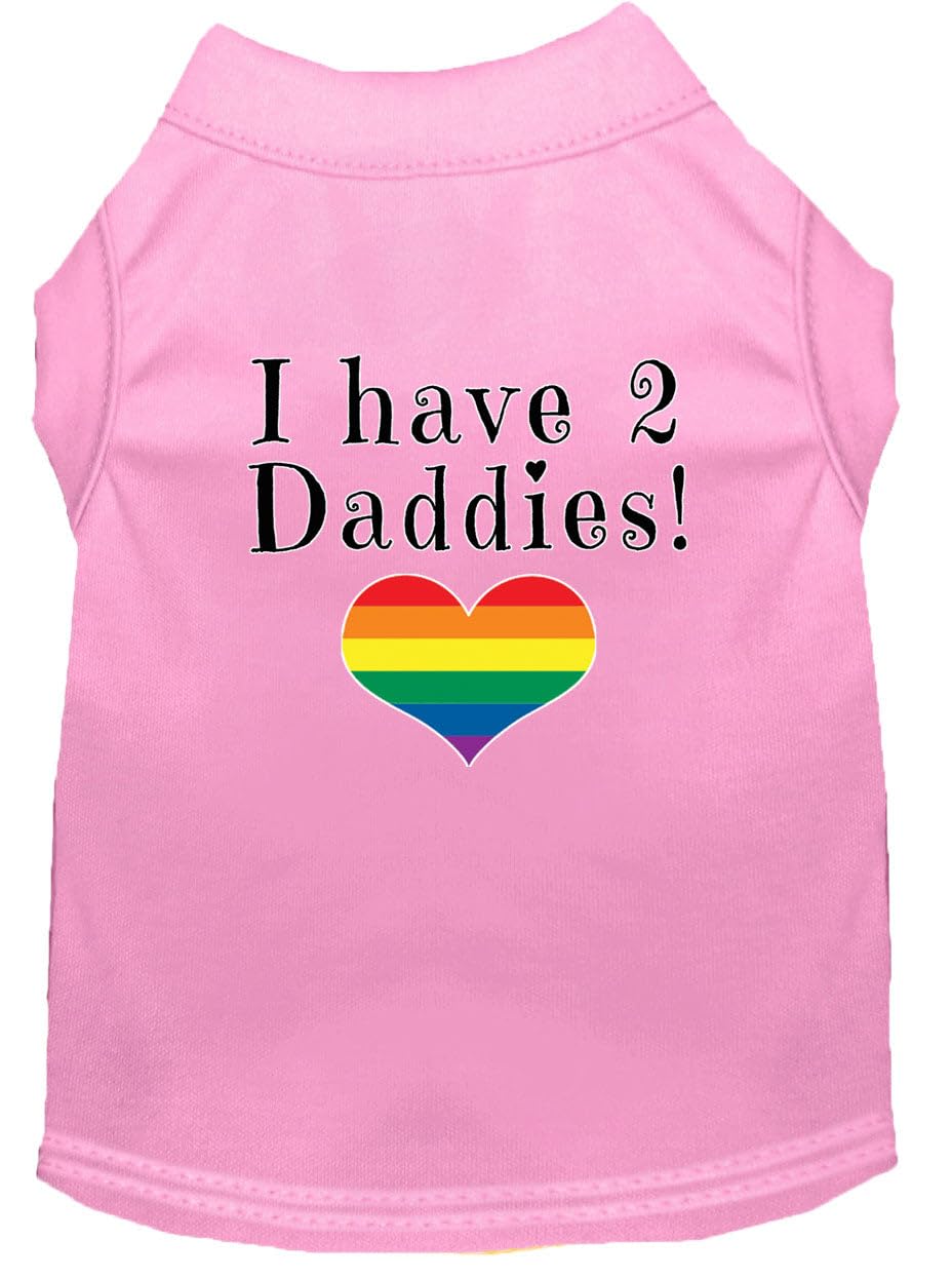 Pet Dog & Cat Shirt Screen Printed, "I Have Two Daddies" Light Pink LG (10-14 lbs.)
