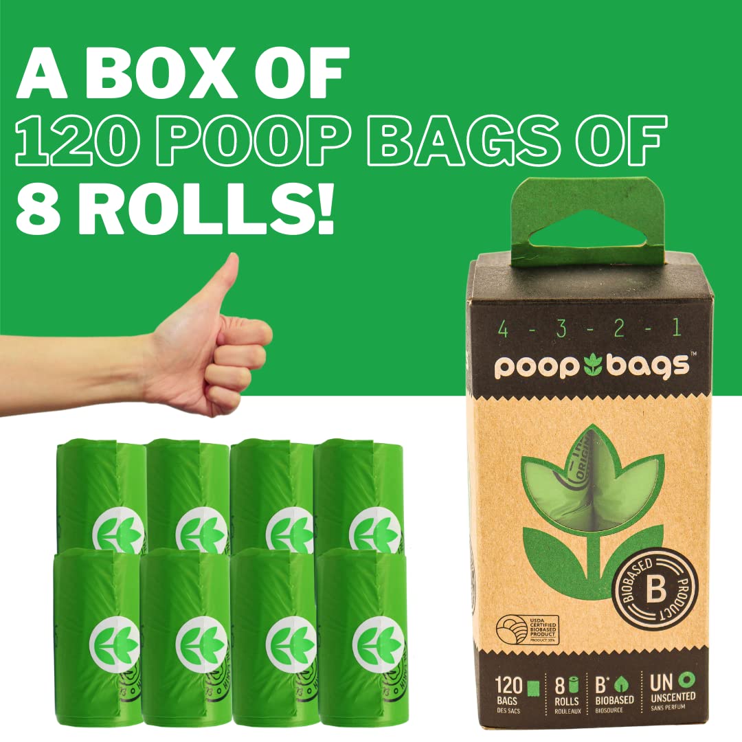 The Original Poop Bags Dog Poop Bag, Dog Bags For Poop, 120 Dog Waste Bags, Doggy Poop Bags Refills, Doggy Poop Bags 38% Plant B
