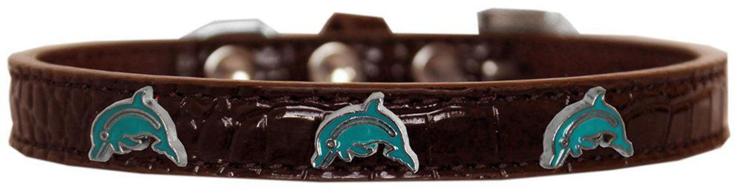 Dog, Puppy & Pet Designer Croc Widget Collar, "Dolphins" Copper 20