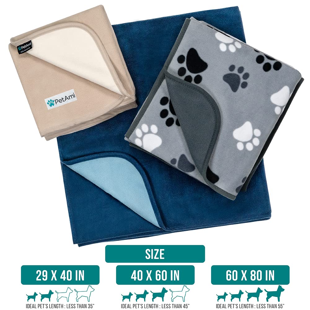 Petami Waterproof Dog Blanket For Extra Large Pets Dogs Cats, Large Pet Couch Cover Protector For Furniture, Reversible Washable Soft Fleece Cat Blanket For Bed Couch Sofa, 60X80 (Black/Gray)