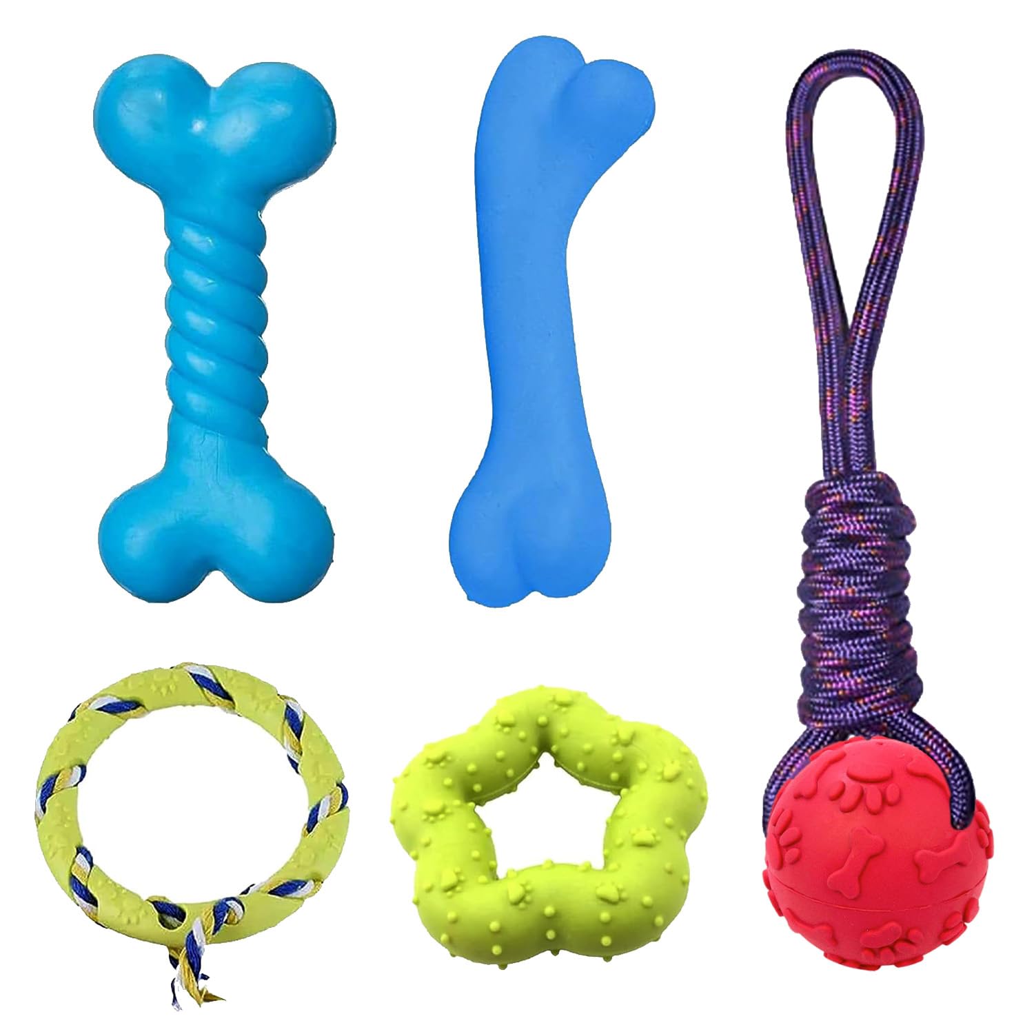 Emily Pets Dog Chew Toys Set, Chew Toys For Dog, Rubber Chew Toy Combo (Color May Vary, Pack Of 5)