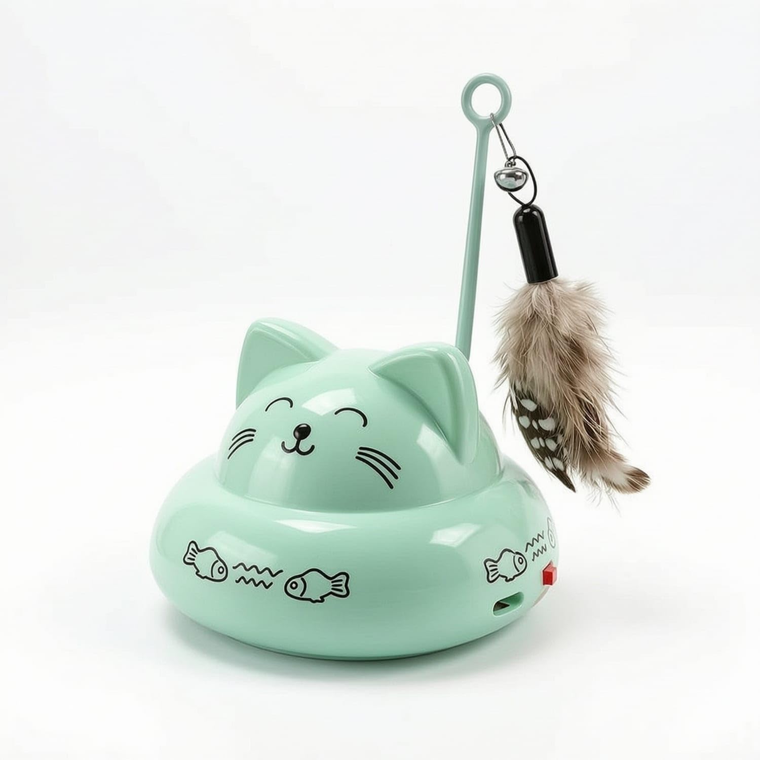 Zoomella Interactive Electric Cat Teaser Automatic Cat Teaser With Feather LowProfile Durable For Cats, Floor, Living Room, Gre