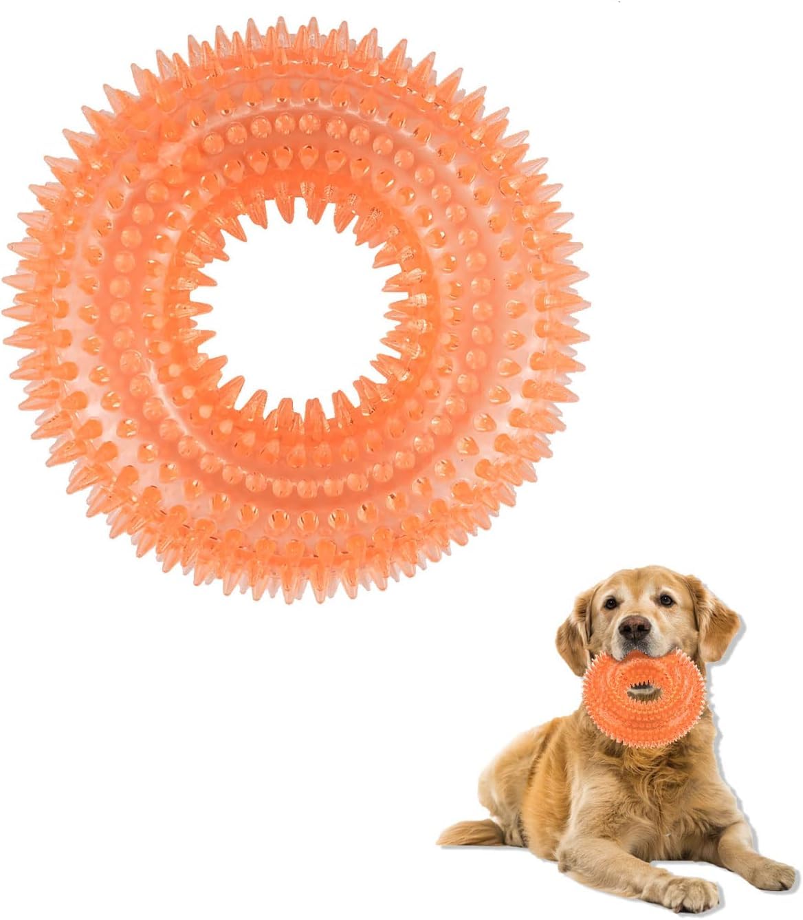 The Dds Store Dog Spiky Toy, Durable Squeaky Balls Chew Toy Rubber Puppy Dental Ring Dog Toy Pool Rings For Small Medium Dogs In