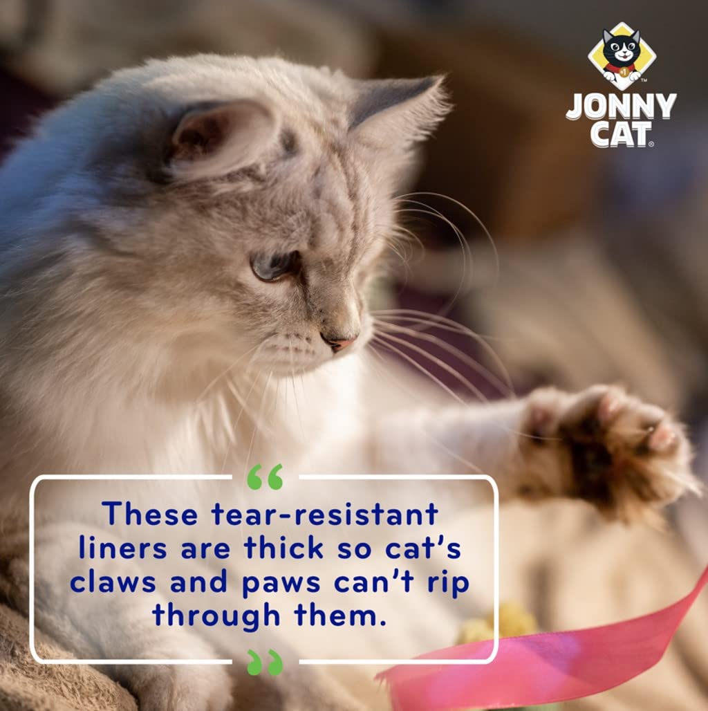 Jonny Cat Litter Box Liners: Heavy Duty - Tear & Leak Resistant - Drawstring Close - Jumbo, 15 Count