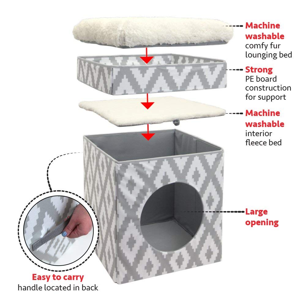 Kitty City Indoor Cat Cube Furniture, White Cube