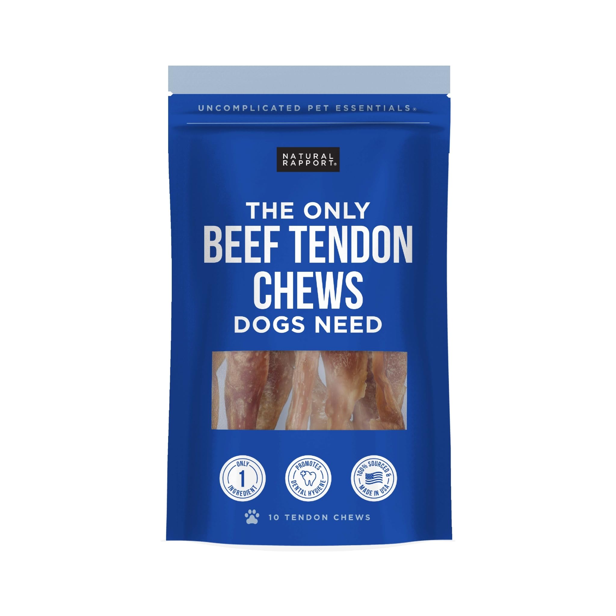 Natural Rapport Beef Tendon Dog Treats - The Only Beef Tendon Chews Dogs Need - All Natural Dog Treats for Small and Large Dogs 