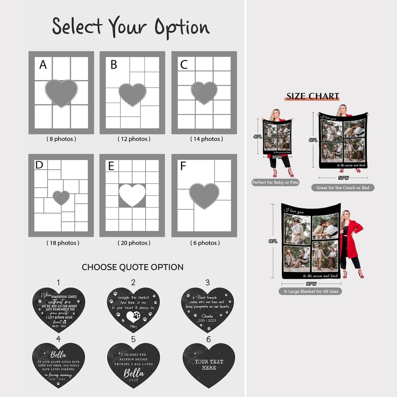 Custom Dog Photo Blanket, Personalized Pet Memorial Fleece Blanket Pet Loss, Custom Pet Photo Collage, Unique Gift For Parents P