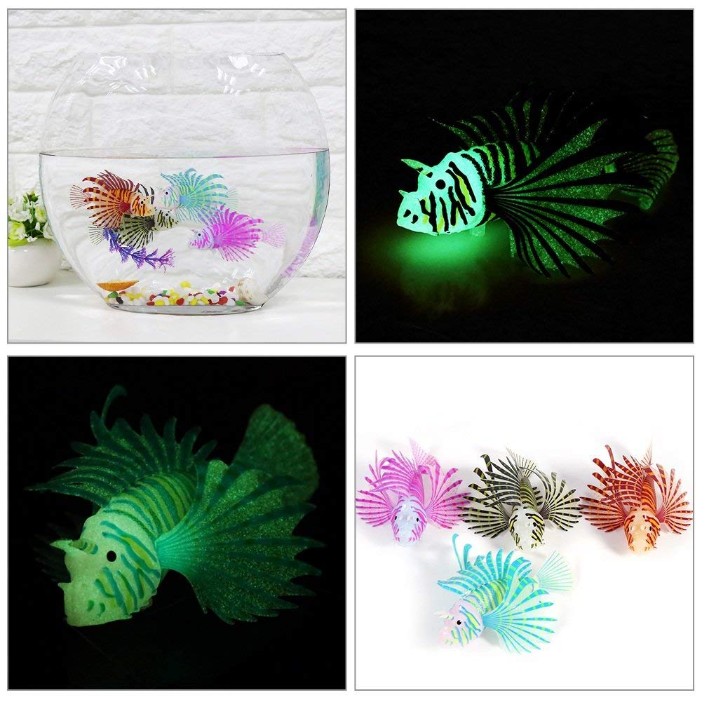 Yosoo Artificial Lion Fish Luminous Fake Fish Aquarium Fish Tank Ornament Glow Simulation Animal Decoration (Blue)