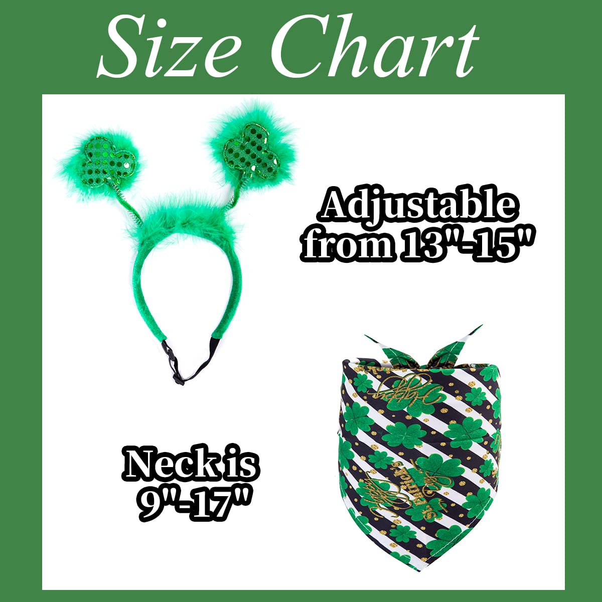 Coomour Dog St. Patrick'S Day Costume Pet Clover Headband And Puppy St. Patrick'S Day Bandanas Cat Classic Plaid Accessories (Green01)